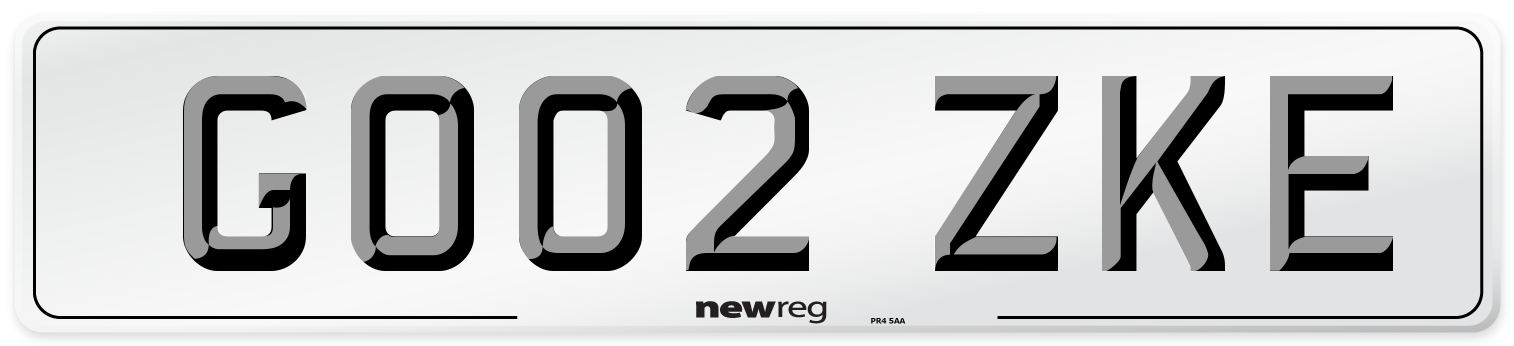 GO02 ZKE Number Plate from New Reg
